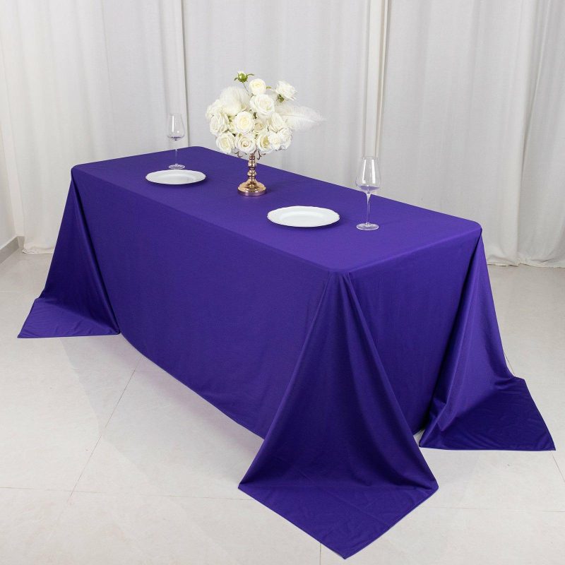 Purple Premium Scuba Rectangular Tablecloth, Wrinkle Free Polyester Seamless Tablecloth – 90″x132″ for 6 Foot Table With Floor-Length Drop  |   Polyester Polyester Polyester