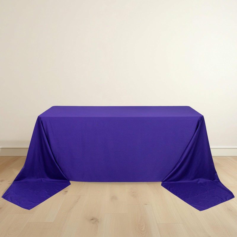 Purple Premium Scuba Rectangular Tablecloth, Wrinkle Free Polyester Seamless Tablecloth – 90″x156″ for 8 Foot Table With Floor-Length Drop  |   Polyester Polyester Polyester