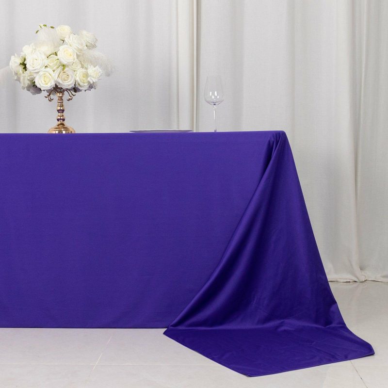 Purple Premium Scuba Rectangular Tablecloth, Wrinkle Free Polyester Seamless Tablecloth – 90″x156″ for 8 Foot Table With Floor-Length Drop  |   Polyester Polyester Polyester