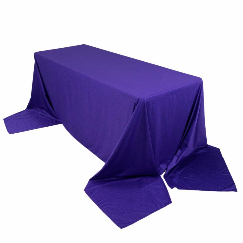 Purple Premium Scuba Rectangular Tablecloth, Wrinkle Free Polyester Seamless Tablecloth – 90″x156″ for 8 Foot Table With Floor-Length Drop  |   Polyester Polyester Polyester