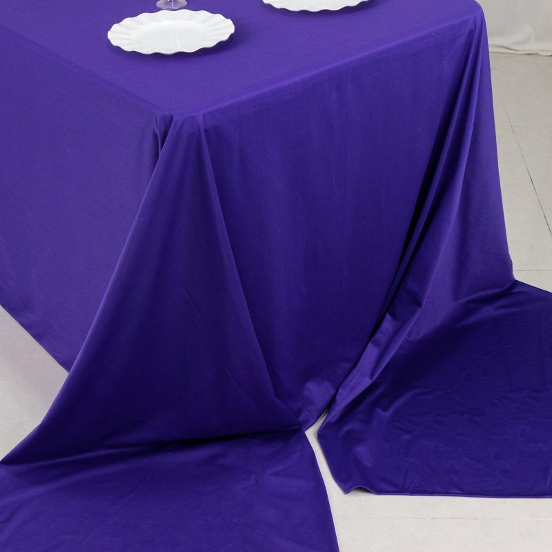 Purple Premium Scuba Rectangular Tablecloth, Wrinkle Free Polyester Seamless Tablecloth – 90″x156″ for 8 Foot Table With Floor-Length Drop  |   Polyester Polyester Polyester