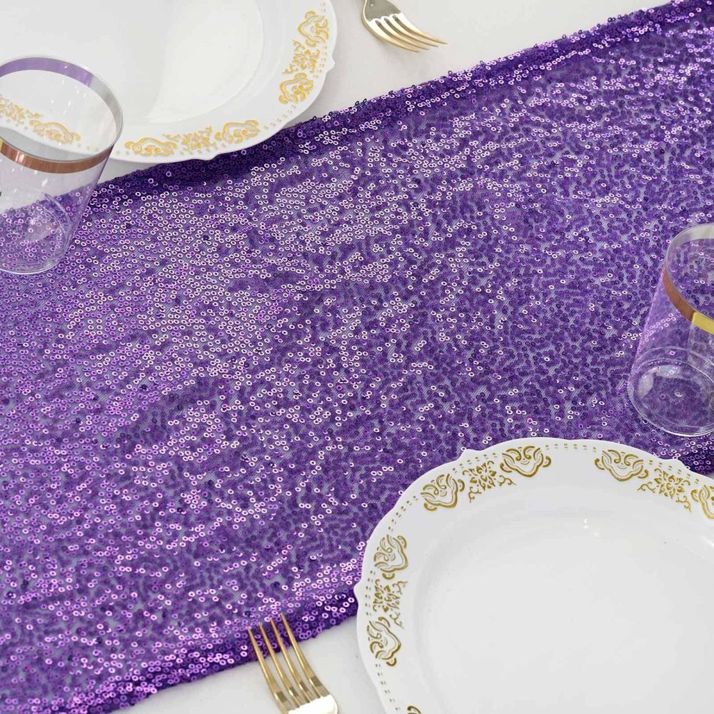 Purple Premium Sequin Table Runner 12″x108″  |   Sequin Sequin Purple