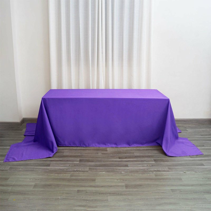 Purple Seamless Polyester Rectangular Tablecloth 90″x156″ for 8 Foot Table With Floor-Length Drop  |   Polyester Polyester Polyester