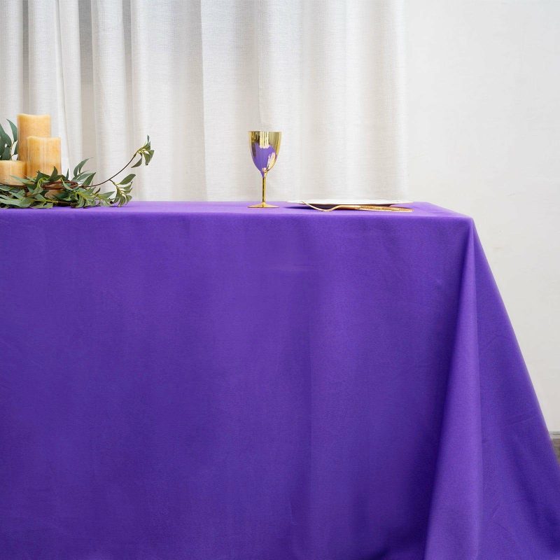 Purple Seamless Polyester Rectangular Tablecloth 90″x156″ for 8 Foot Table With Floor-Length Drop  |   Polyester Polyester Polyester