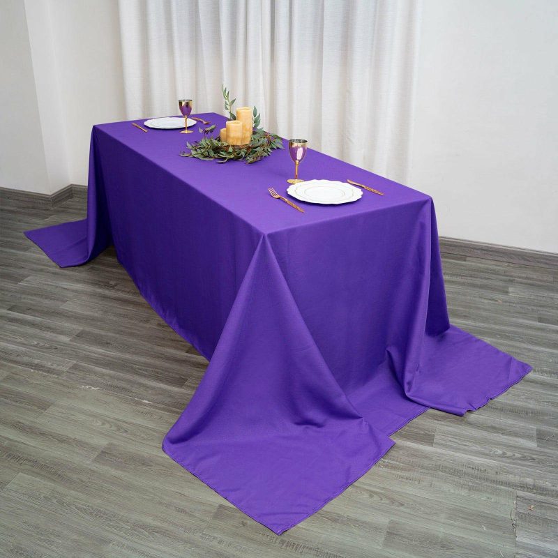 Purple Seamless Polyester Rectangular Tablecloth 90″x156″ for 8 Foot Table With Floor-Length Drop  |   Polyester Polyester Polyester