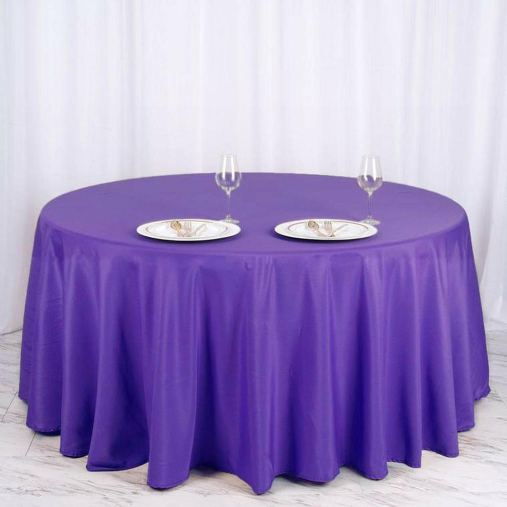 Purple Seamless Polyester Round Tablecloth 120″ for 5 Foot Table With Floor-Length Drop  |   Polyester Polyester Polyester