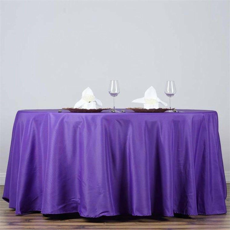 Purple Seamless Polyester Round Tablecloth 132″ for 6 Foot Table With Floor-Length Drop  |   Polyester Polyester Polyester