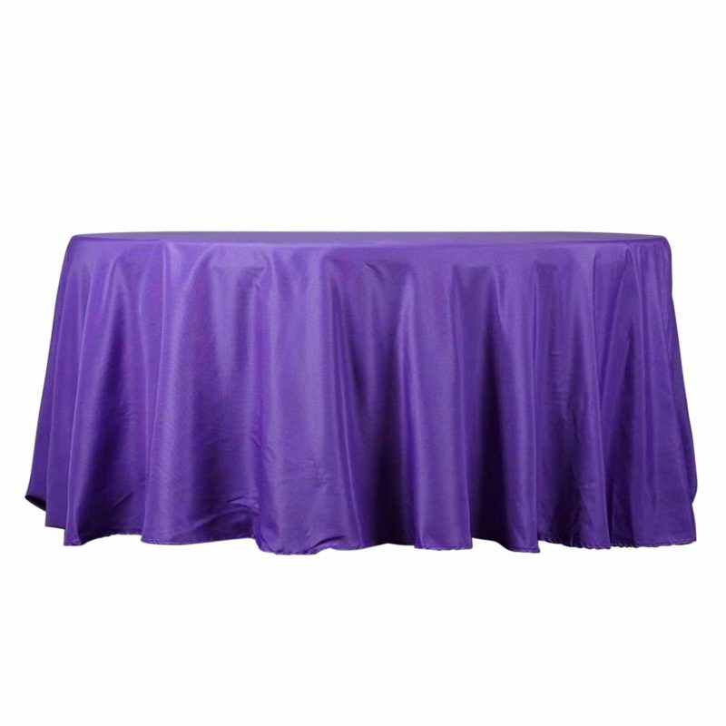 Purple Seamless Polyester Round Tablecloth 132″ for 6 Foot Table With Floor-Length Drop  |   Polyester Polyester Polyester