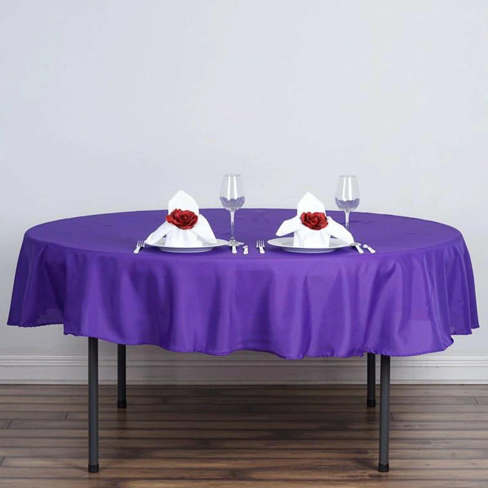 Purple Seamless Polyester Round Tablecloth 90″  |   Polyester Polyester Polyester