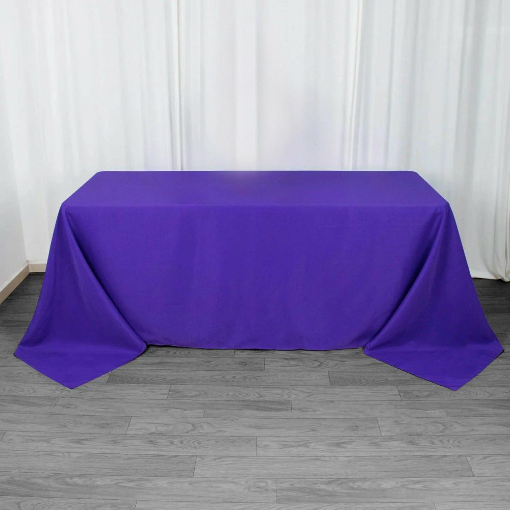 Purple Seamless Premium Polyester Rectangular Tablecloth 220GSM 90″x132″ for 6 Foot Table With Floor-Length Drop  |   Polyester Polyester Polyester