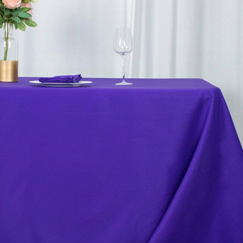 Purple Seamless Premium Polyester Rectangular Tablecloth 220GSM 90″x132″ for 6 Foot Table With Floor-Length Drop  |   Polyester Polyester Polyester