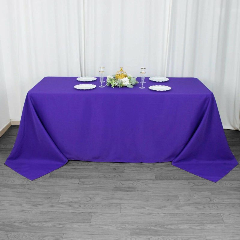 Purple Seamless Premium Polyester Rectangular Tablecloth 220GSM 90″x132″ for 6 Foot Table With Floor-Length Drop  |   Polyester Polyester Polyester