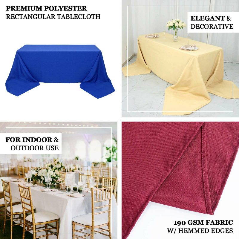 Purple Seamless Premium Polyester Rectangular Tablecloth 220GSM 90″x132″ for 6 Foot Table With Floor-Length Drop  |   Polyester Polyester Polyester