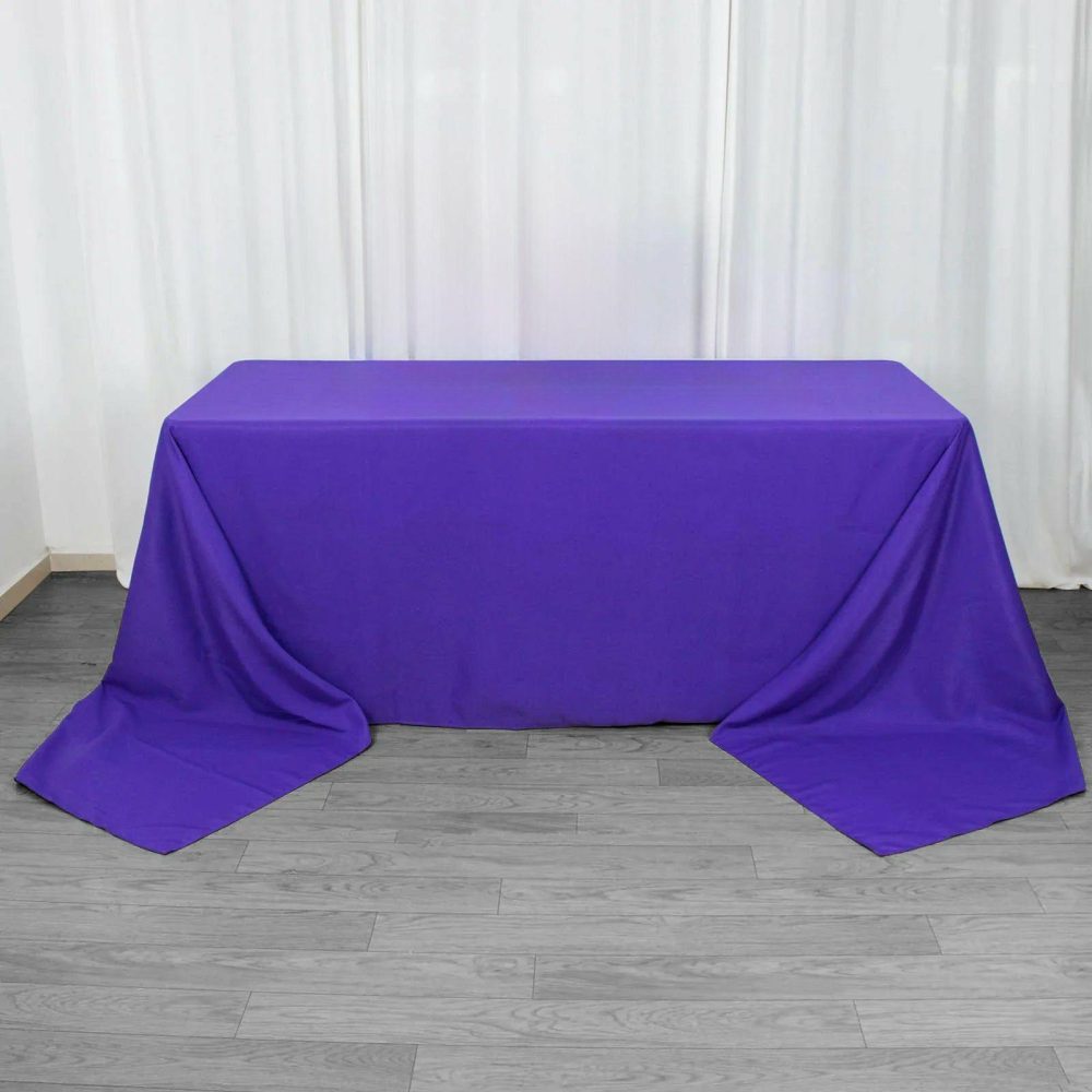 Purple Seamless Premium Polyester Rectangular Tablecloth 220GSM 90″x156″ for 8 Foot Table With Floor-Length Drop  |   Polyester Polyester Polyester