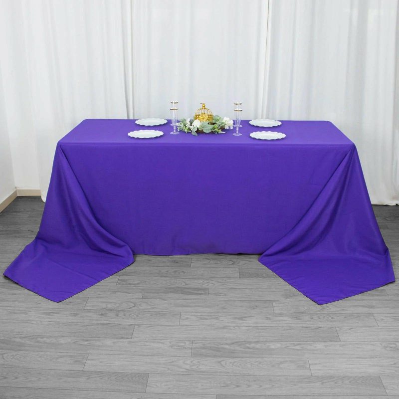 Purple Seamless Premium Polyester Rectangular Tablecloth 220GSM 90″x156″ for 8 Foot Table With Floor-Length Drop  |   Polyester Polyester Polyester