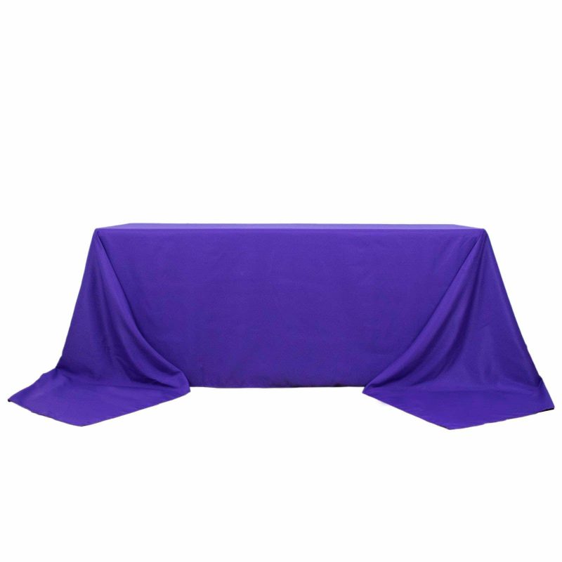 Purple Seamless Premium Polyester Rectangular Tablecloth 220GSM 90″x156″ for 8 Foot Table With Floor-Length Drop  |   Polyester Polyester Polyester