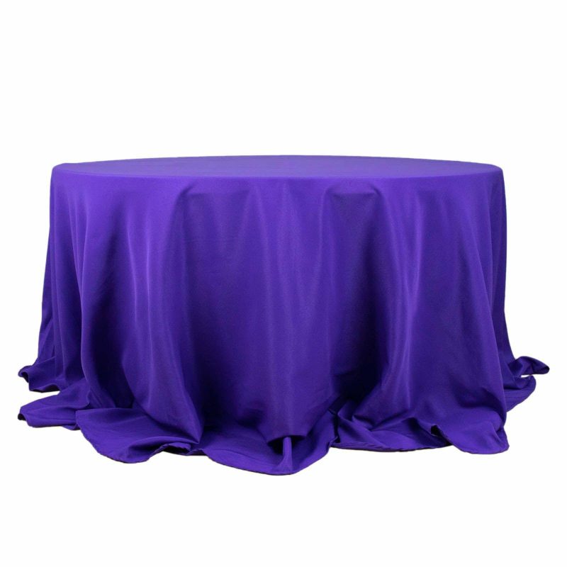 Purple Seamless Premium Polyester Round Tablecloth 220GSM 132″ for 6 Foot Table With Floor-Length Drop  |   Polyester Polyester Polyester