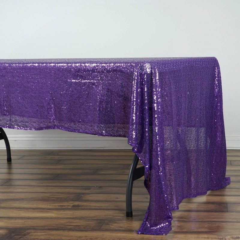 Purple Seamless Premium Sequin Rectangle Tablecloth 60″x126″  |   Sequin Sequin Purple