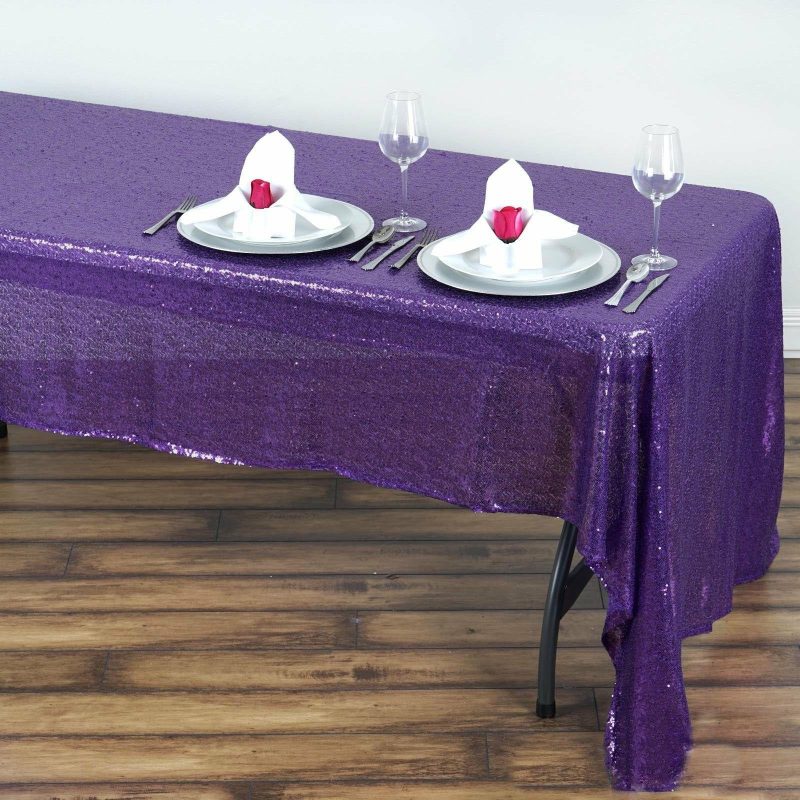 Purple Seamless Premium Sequin Rectangle Tablecloth 60″x126″  |   Sequin Sequin Purple