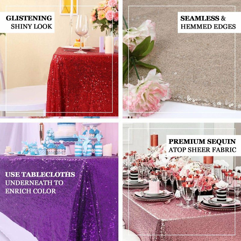 Purple Seamless Premium Sequin Rectangle Tablecloth 60″x126″  |   Sequin Sequin Purple