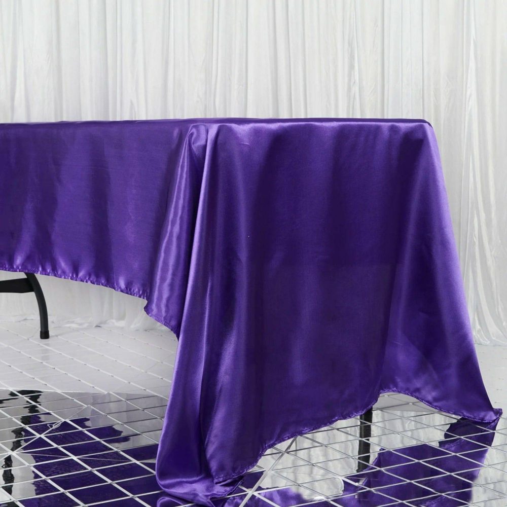 Purple Seamless Satin Rectangular Tablecloth 60″x126″  |   Satin Satin Purple