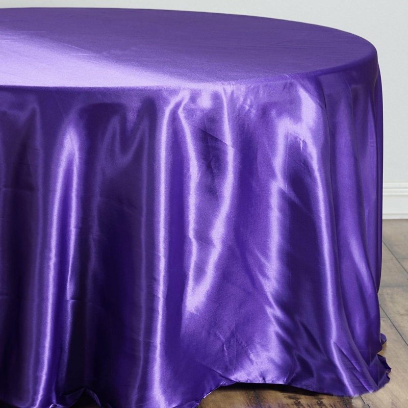 Purple Seamless Satin Round Tablecloth 108″  |   Satin Satin Purple