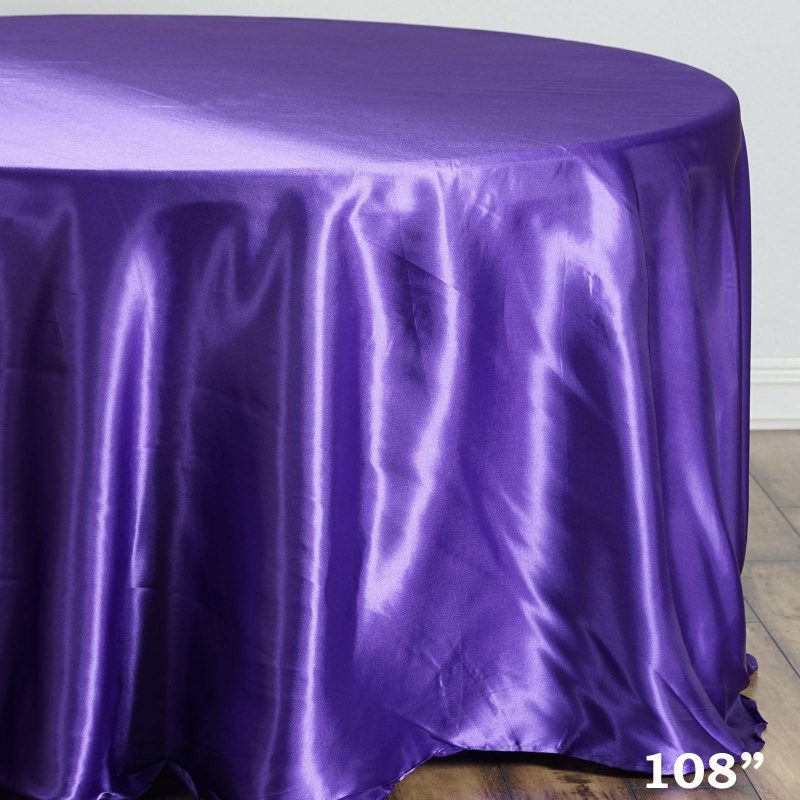 Purple Seamless Satin Round Tablecloth 108″  |   Satin Satin Purple