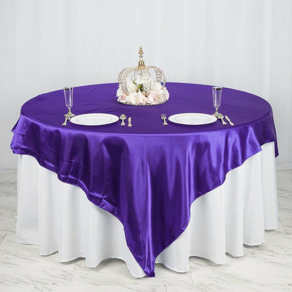 Purple Seamless Satin Square Table Overlay 90″x90″  |   Satin & Taffeta Satin & Taffeta Purple