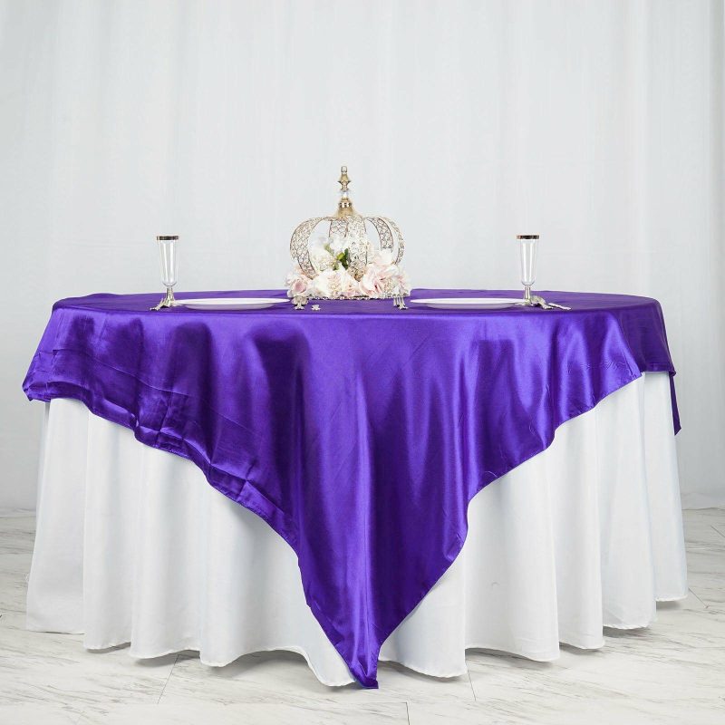 Purple Seamless Satin Square Table Overlay 90″x90″  |   Satin & Taffeta Satin & Taffeta Purple