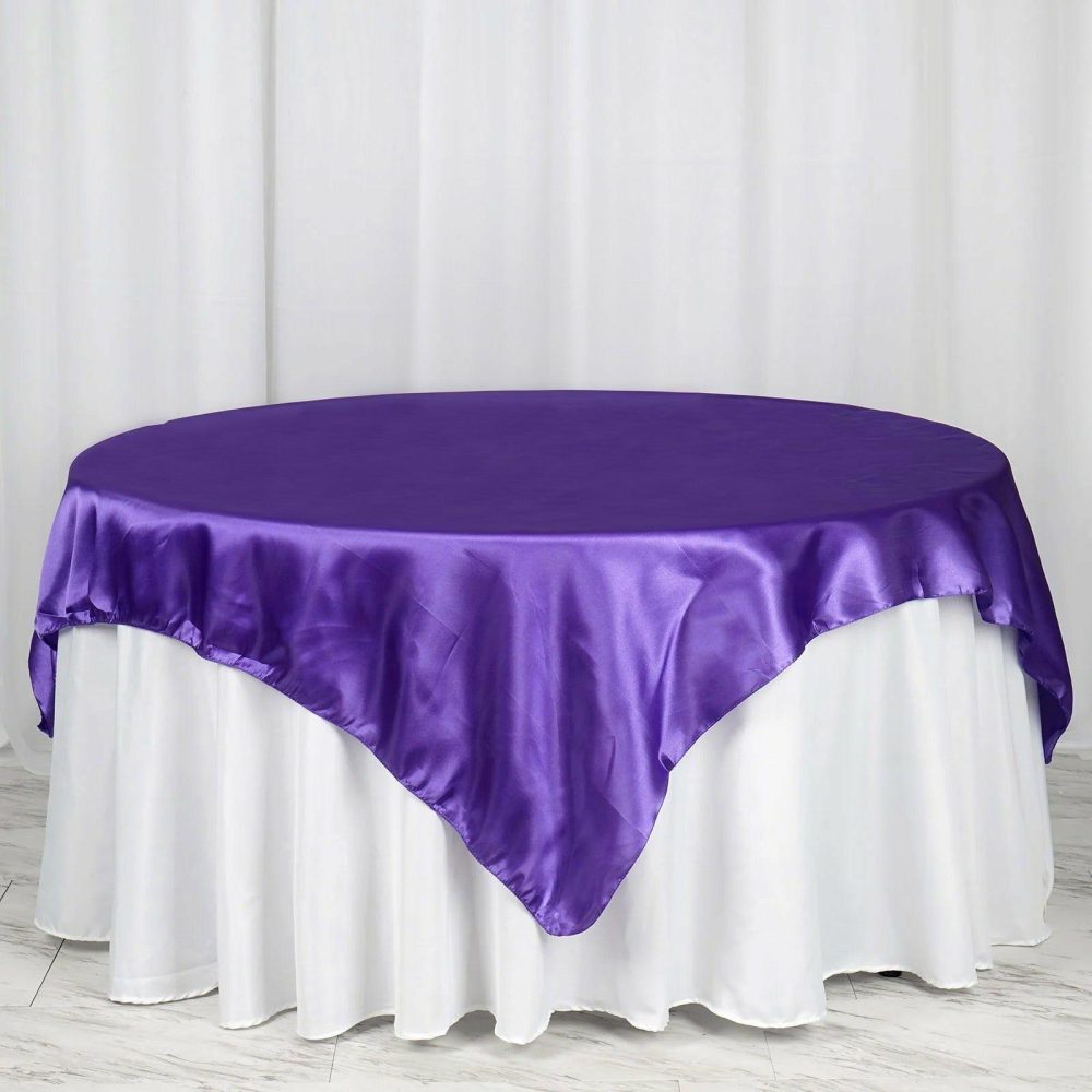 Purple Seamless Satin Square Tablecloth Overlay 72″ x 72″  |   Satin & Taffeta Satin & Taffeta Purple