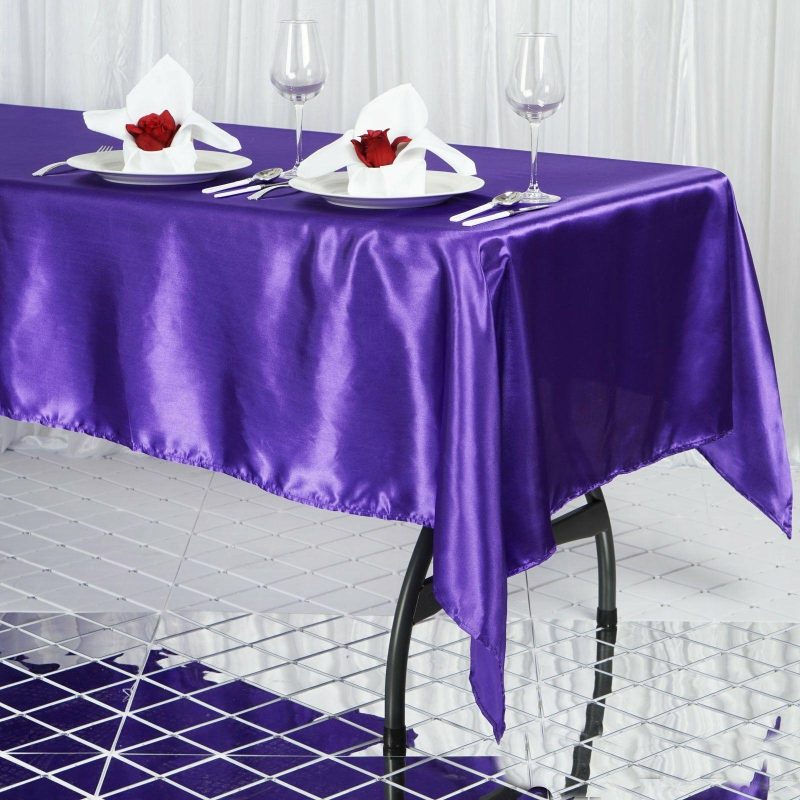 Purple Seamless Smooth Satin Rectangular Tablecloth 60″x102″  |   Satin Satin Purple