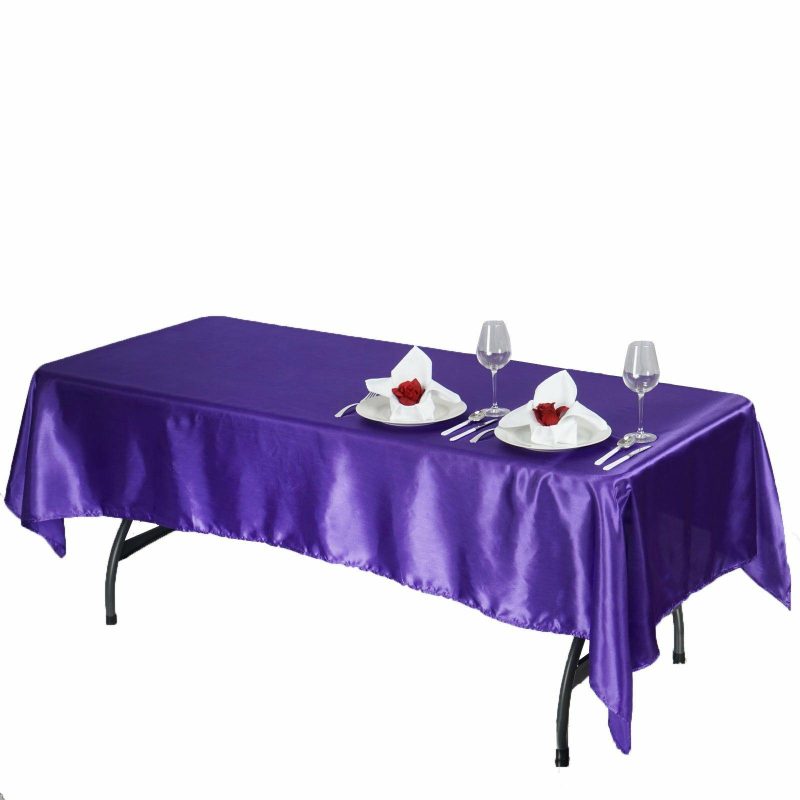 Purple Seamless Smooth Satin Rectangular Tablecloth 60″x102″  |   Satin Satin Purple