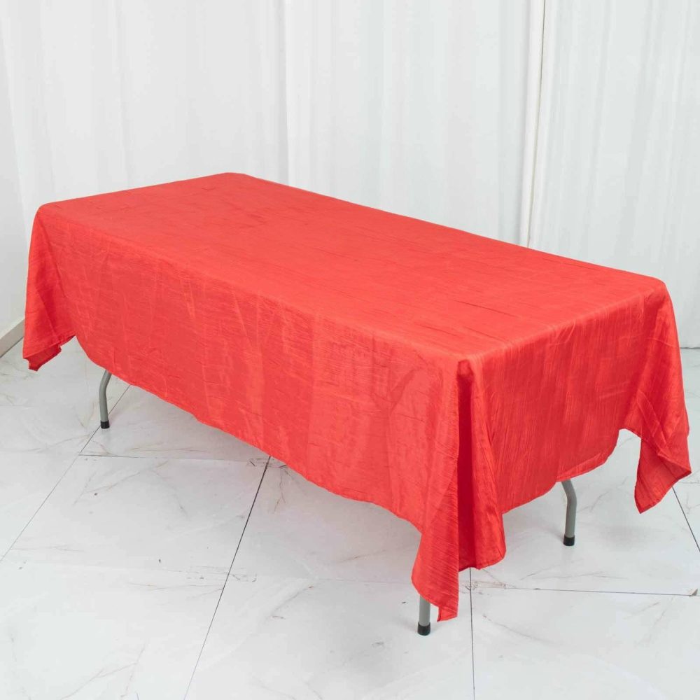 Red Accordion Crinkle Taffeta Seamless Rectangle Tablecloth 60″x102″  |   Pintuck, Crinkle & Leaf Pintuck, Crinkle & Leaf Pintuck, Crinkle & Leaf