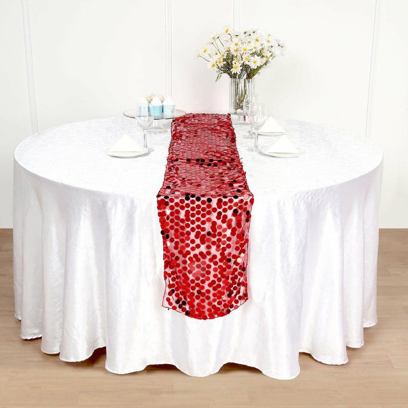 Red Big Payette Sequin Table Runner 13″x108″  |   Sequin Sequin Red