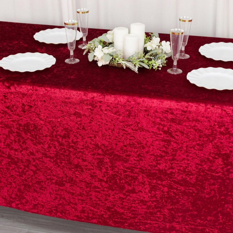 Red Crushed Velvet Stretch Fitted Rectangular Table Cover 6ft  |   Spandex & Fitted Tablecloths Red