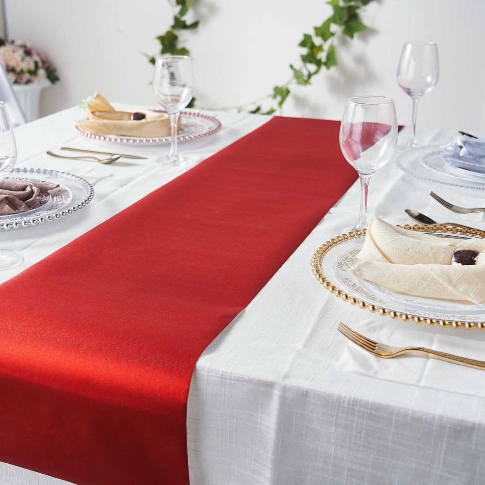 Red Glitzing Glitter Table Runner, Disposable Paper Table Runner 9ft  |   Stylish Stylish Red