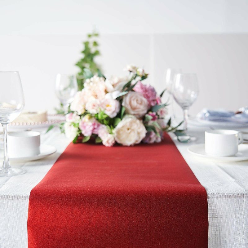 Red Glitzing Glitter Table Runner, Disposable Paper Table Runner 9ft  |   Stylish Stylish Red