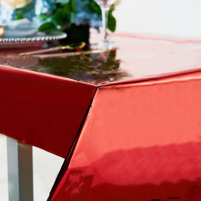 Red Metallic Foil Rectangle Tablecloth, Disposable Table Cover 40″x90″  |   Disposable Tablecloth Disposable Tablecloth Disposable Tablecloth