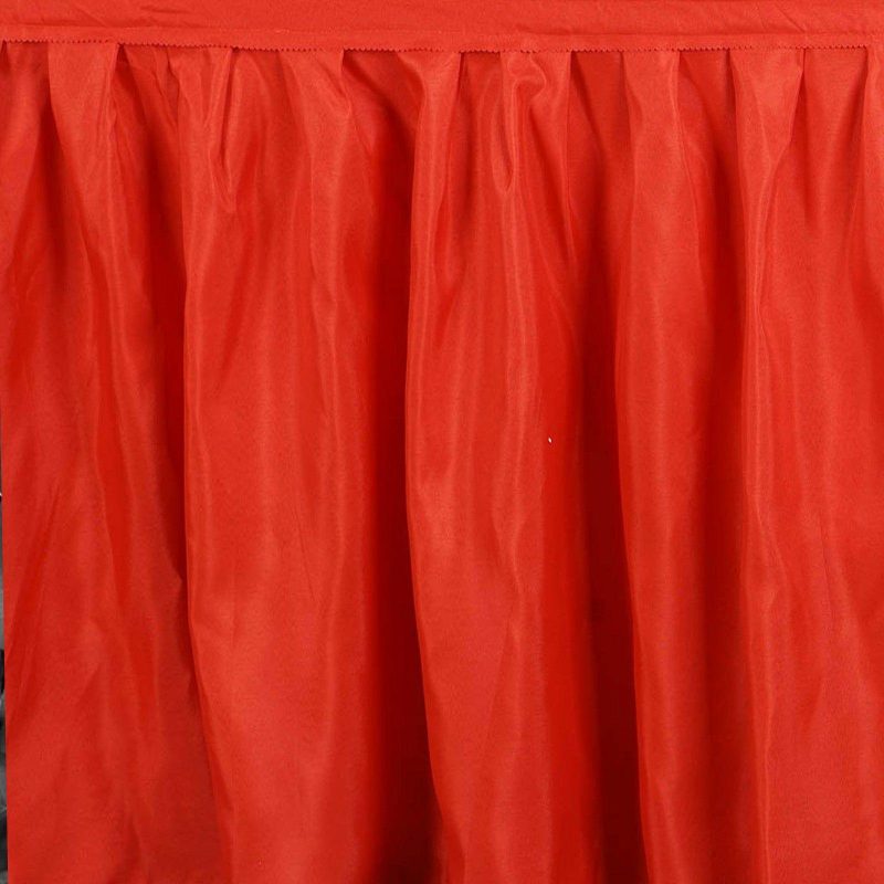 Red Pleated Polyester Table Skirt, Banquet Folding Table Skirt 14ft  |   Polyester Polyester Polyester