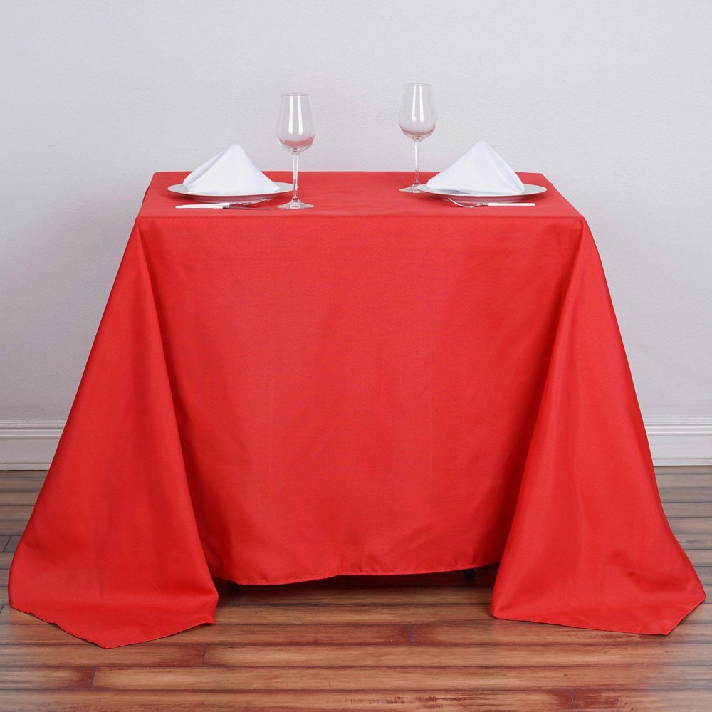 Red Polyester Square Tablecloth 90″x90″  |   Polyester Polyester Polyester