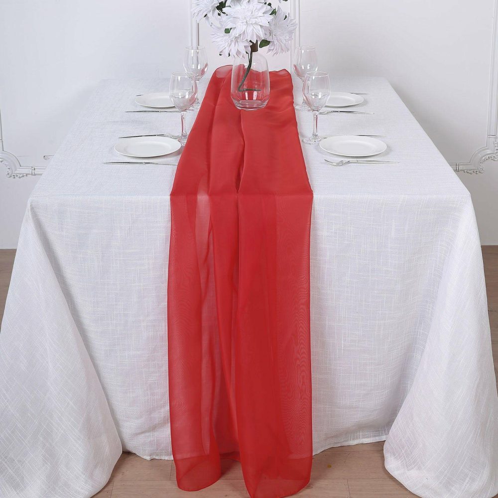 Red Premium Chiffon Table Runner 6ft  |   Organza & Chiffon Organza & Chiffon Organza & Chiffon