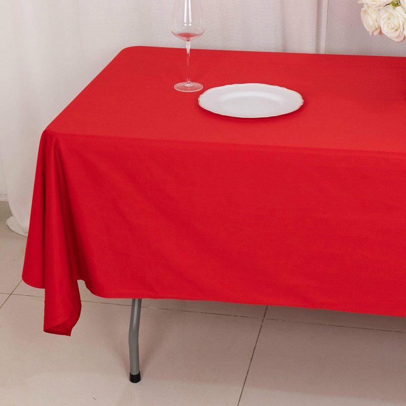 Red Premium Scuba Rectangular Tablecloth, Wrinkle Free Polyester Seamless Tablecloth – 60″x102″  |   Polyester Polyester Polyester