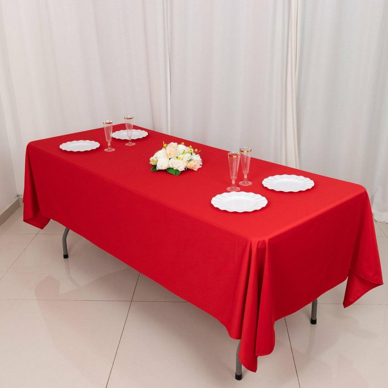 Red Premium Scuba Rectangular Tablecloth, Wrinkle Free Polyester Seamless Tablecloth – 60″x102″  |   Polyester Polyester Polyester