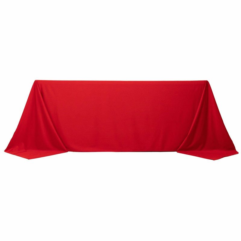 Red Premium Scuba Rectangular Tablecloth, Wrinkle Free Polyester Seamless Tablecloth – 90″x132″ for 6 Foot Table With Floor-Length Drop  |   Polyester Polyester Polyester