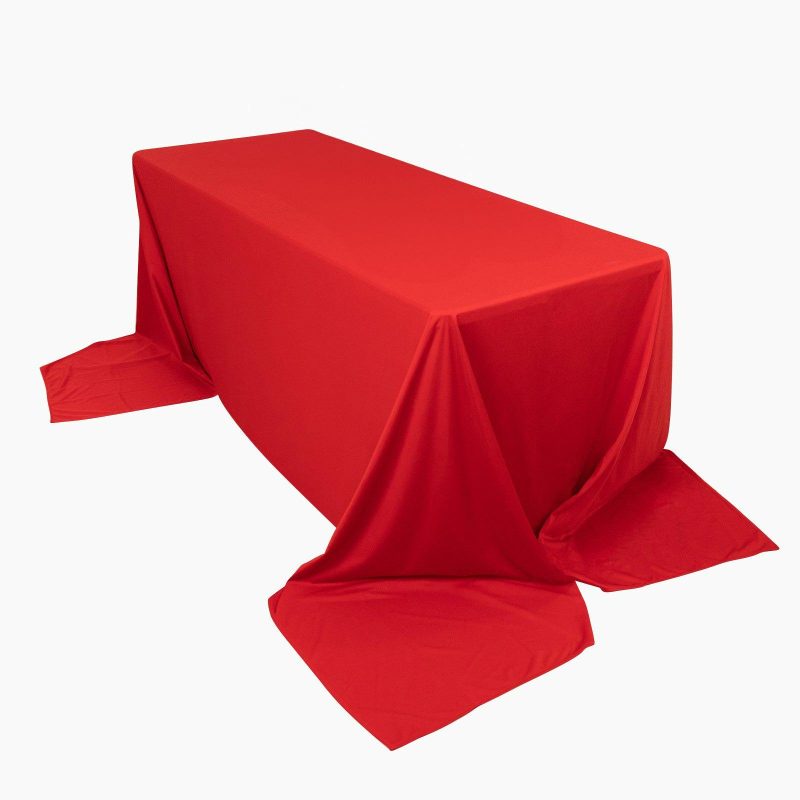 Red Premium Scuba Rectangular Tablecloth, Wrinkle Free Polyester Seamless Tablecloth – 90″x156″ for 8 Foot Table With Floor-Length Drop  |   Polyester Polyester Polyester