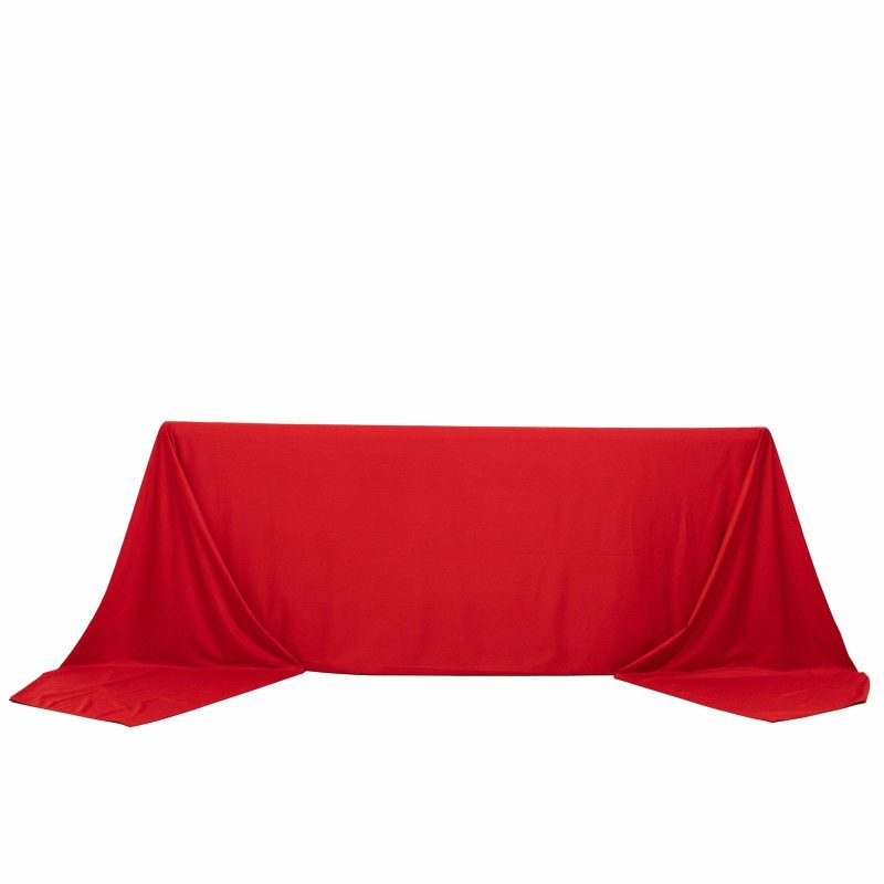 Red Premium Scuba Rectangular Tablecloth, Wrinkle Free Polyester Seamless Tablecloth – 90″x156″ for 8 Foot Table With Floor-Length Drop  |   Polyester Polyester Polyester