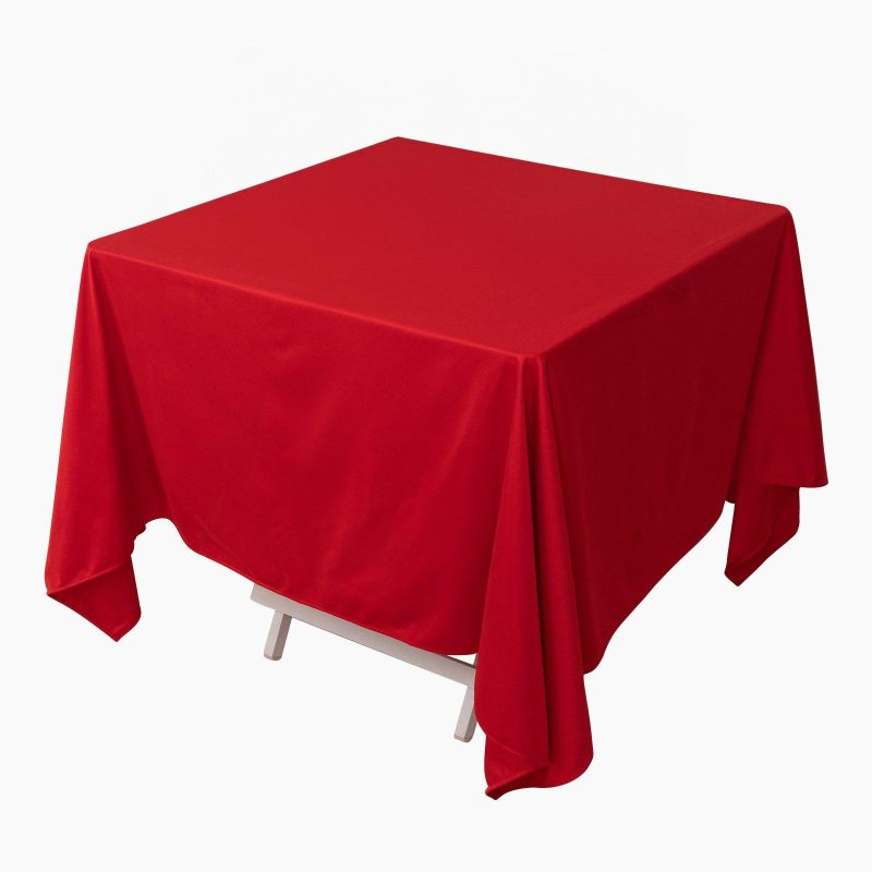 Red Premium Scuba Square Tablecloth, Wrinkle Free Polyester Seamless Tablecloth 70″  |   Polyester Polyester Polyester