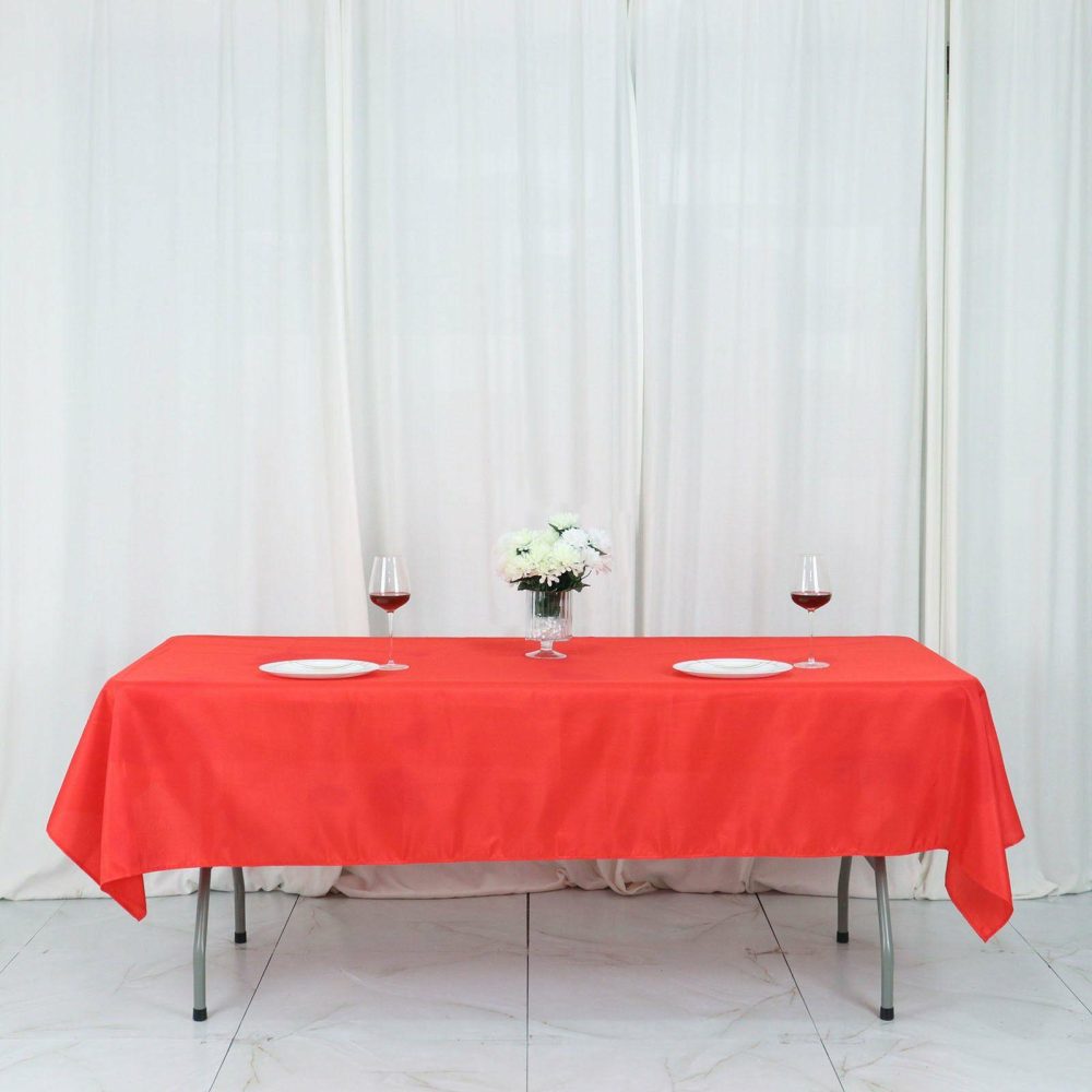 Red Seamless Polyester Linen Rectangle Tablecloth 54″x96″  |   Polyester Polyester Polyester