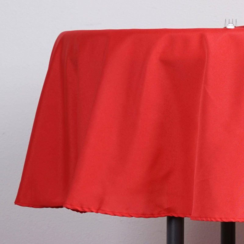 Red Seamless Polyester Linen Tablecloth 70″ Round  |   Polyester Polyester Polyester