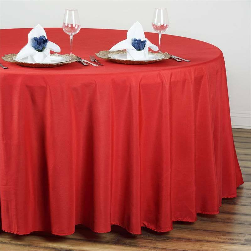 Red Seamless Polyester Round Tablecloth 108″  |   Polyester Polyester Polyester